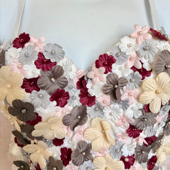 Lydia USA Women's 3D Floral Bustier Corset - Picture 1 of 6